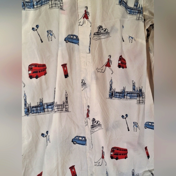 Bolden London Print Long Sleeve Button Down Shirt Women's Size 8 - Picture 3 of 7